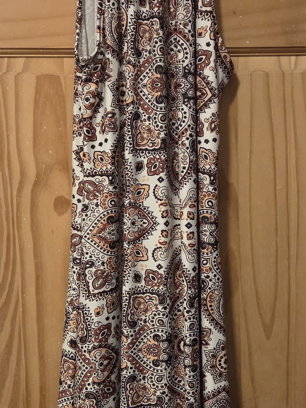 Lily Cream Maxi Skirt with Brown Paisley Print